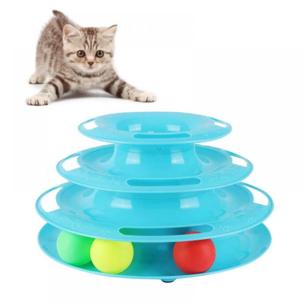 Cat Toy Roller 3-Level Turntable Cat Toy Balls with Colorful Balls Interactive Kitten Fun Mental Physical Exercise Puzzle Toys