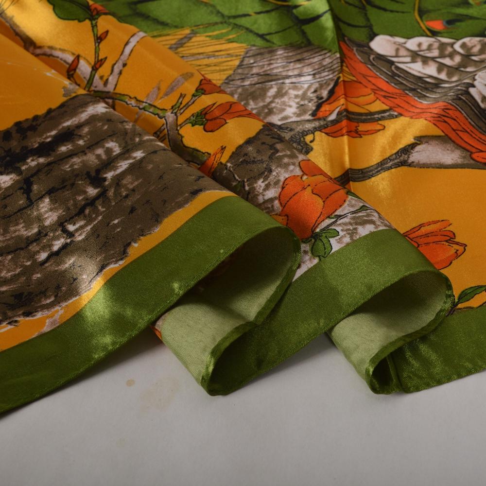 BYSIFA|Blue Green Peacock Silk Shawl Ladies Fall Winter Neck Head Scarf Scarf Summer Beach Shawls Chinese Style Silk Scarf Hijab