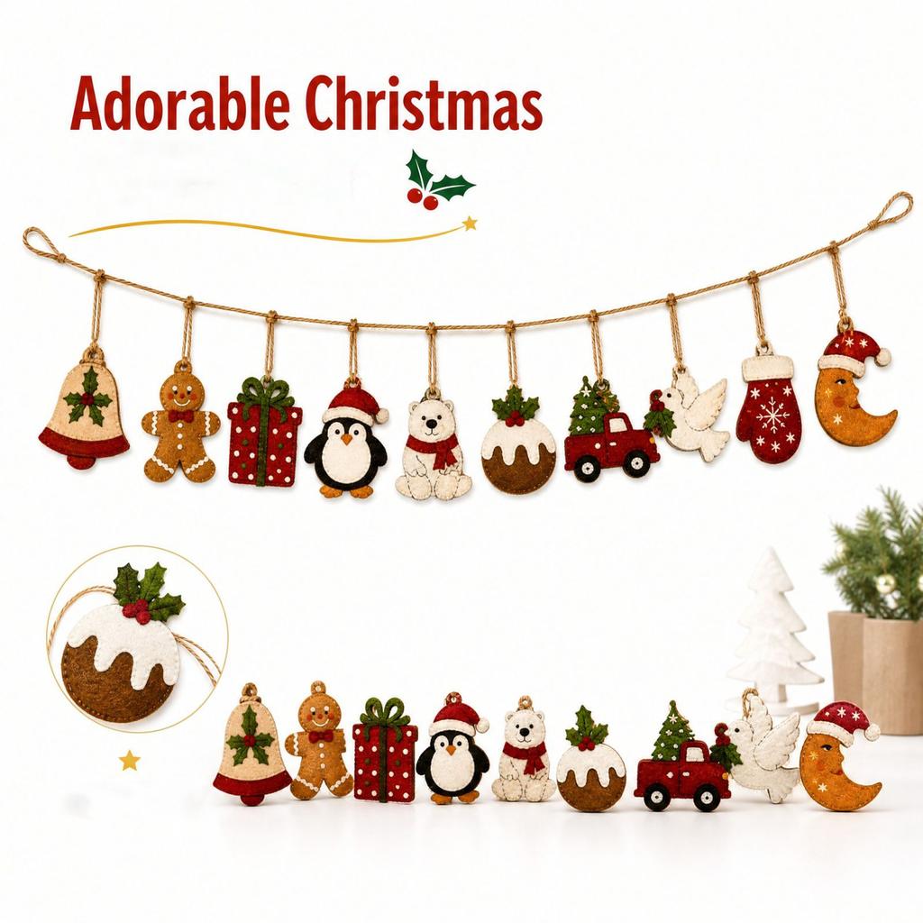 Christmas Wooden Hanging Ornaments with and Bell Designs, Holiday Decor