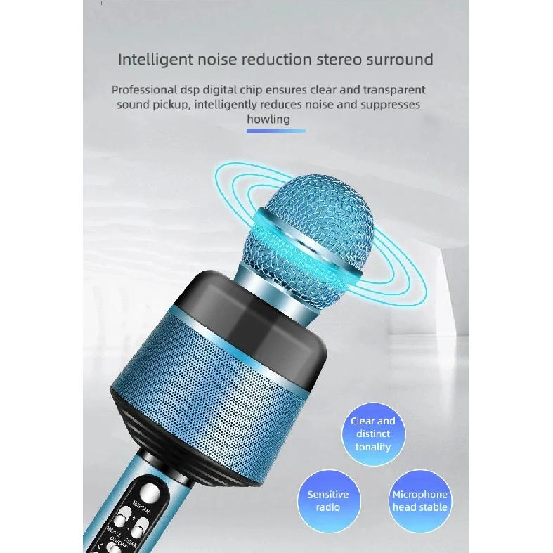 Wireless Bluetooth Karaoke Microphone, 5-in-1 Portable Handheld Mic Speaker with Dynamic Lights, Karaoke Microphone for Adults