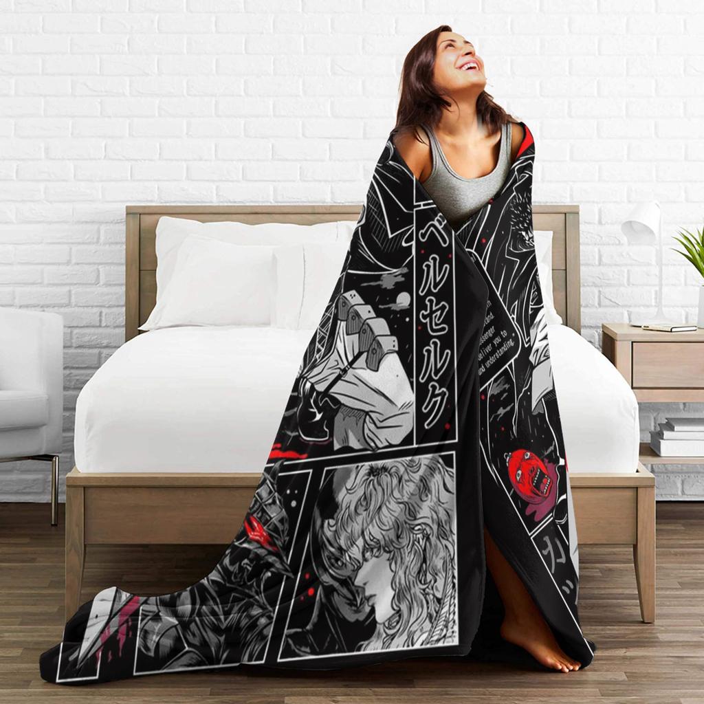 Anime Berserk Soft Blankets  Child Plush Throw Blanket Funny Couch Bed Flannel Bedspread Sofa Bed Cover
