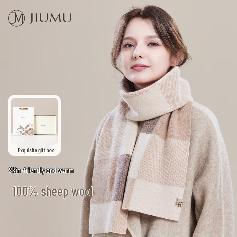 JIUMU Women's Pure Wool Winter Scarf