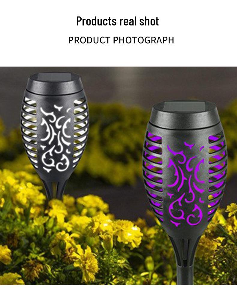 Solar Flame Torch Light - 12 LED Ground Stake for Courtyard Decoration (In Stock)