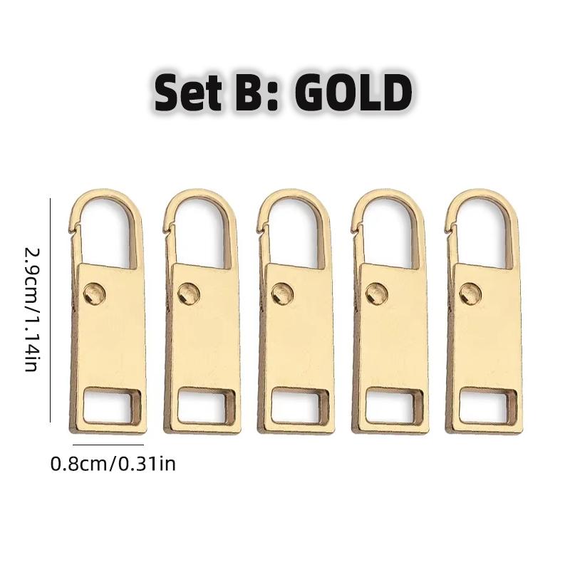 5Pcs Universal Metal Zipper Head Puller DIY Sewing Spring Lock Zipper Sliders Replacement Instant Repair for Clothing Bags Shoes