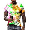 Colorful Graffiti Graphics T Shirts Summer Fashion Short Sleeve 3D Ink Splash Printed T-shirts