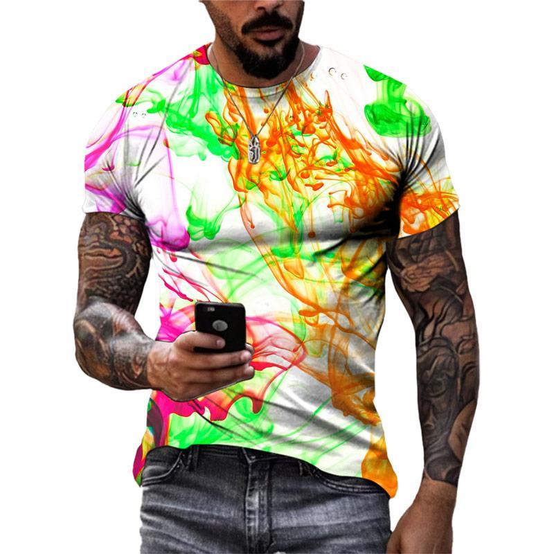 Colorful Graffiti Graphics T Shirts Summer Fashion Short Sleeve 3D Ink Splash Printed T-shirts