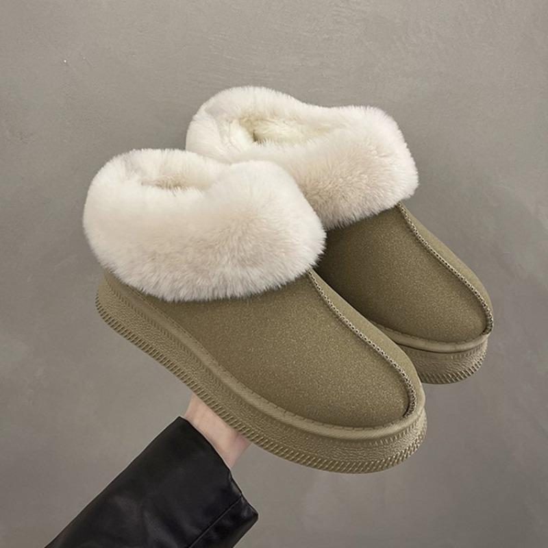 Mao Mao snow boots women's winter new thick-soled short tube thickened one pedal lazy light cotton shoes