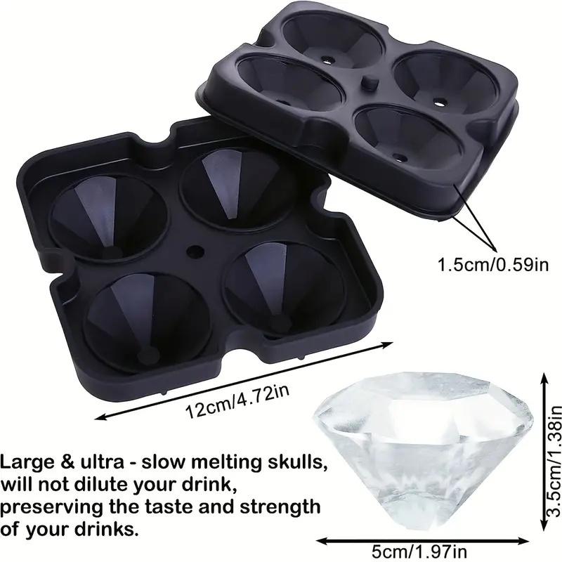 Silicone Ice Cube Mold Tray With Lid, Diamond Skull Ball Shape Ice Maker, Easy Release ,For Whisky, Cocktail, Kitchen Accessorie