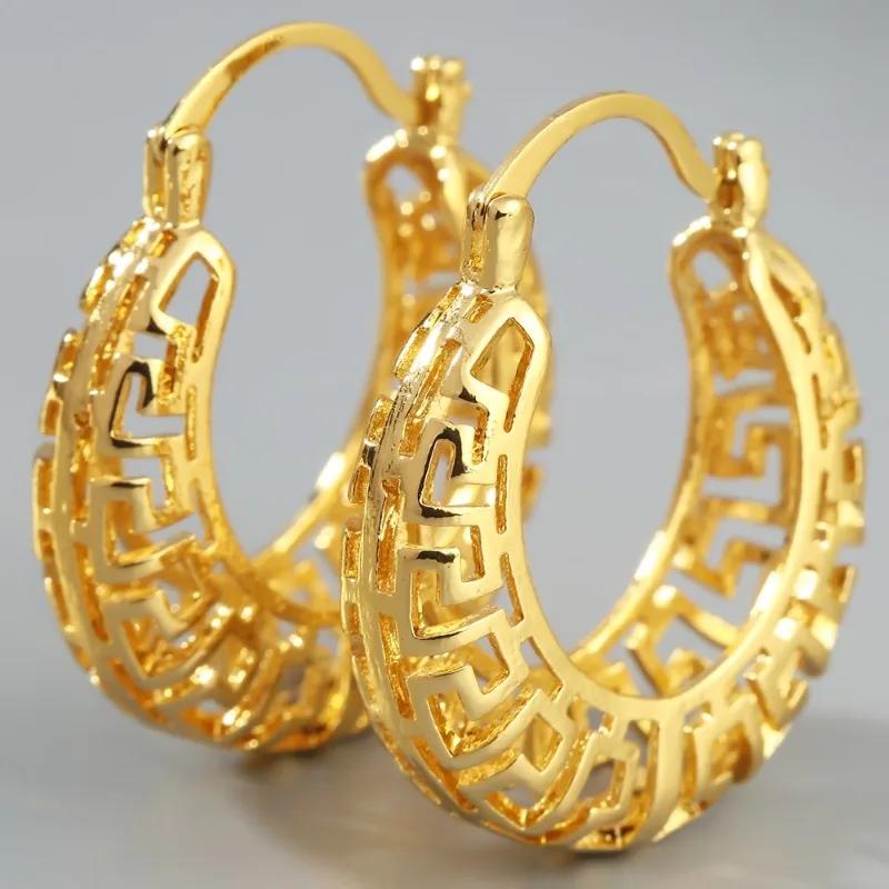 

Gold Color Oval Hollow Out Metal Hoop Earrings for Women Girls Vintege Ethnic Style Charm Zircon Gifts 2023 New Accessories