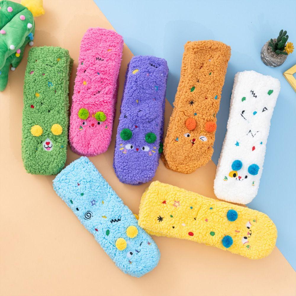 Cartoon Thickened Floor Socks Mid Tube Fleece Sock Women Cute Sleeping Slipper Socks Winter