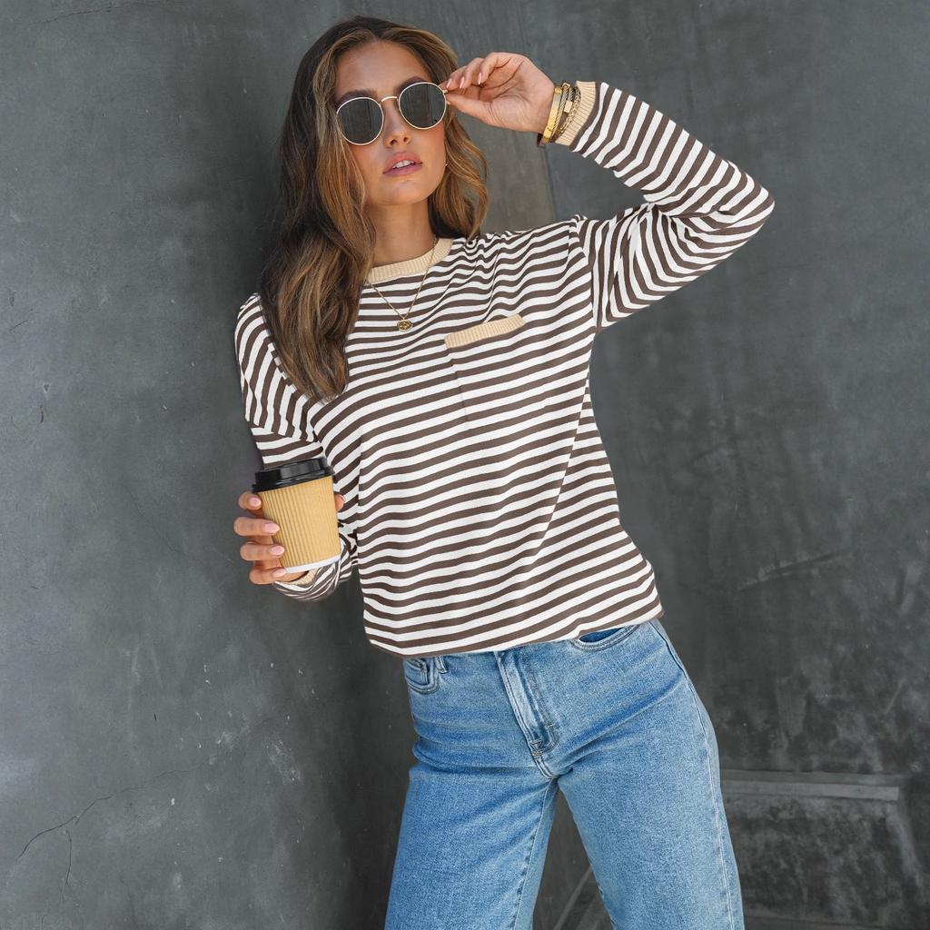 Women's Striped Fashion Long-sleeved Top