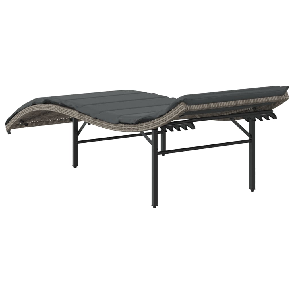 Grey Sun Lounger with Cushion 55 x 199 x 50 cm Poly Rattan