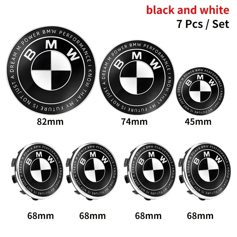 

7pcs 45mm 68mm 74mm 82mm Car Front Hood Emblem rear boot badge Steering wheel Logo for BMW M F30 G01 E36 E39 E87 E46 E90 E92 E53