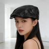 Spring Autumn Material Flat Cap PU Leather Duckbill Caps Fashion Peaked Hat  Casual Wear