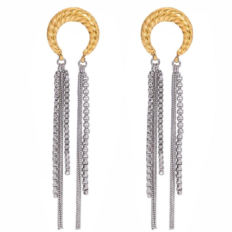 

Moon Shaped Dangle Earrings With Moving Tassels Stainless Steel Party Daily Jewelry Lightweight Comfortable Jewelry 1