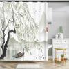Japanese-Style Flowers Plum Blossom Shower Curtains Bathroom Curtain Frabic Waterproof Polyester Bath Curtain With Hooks