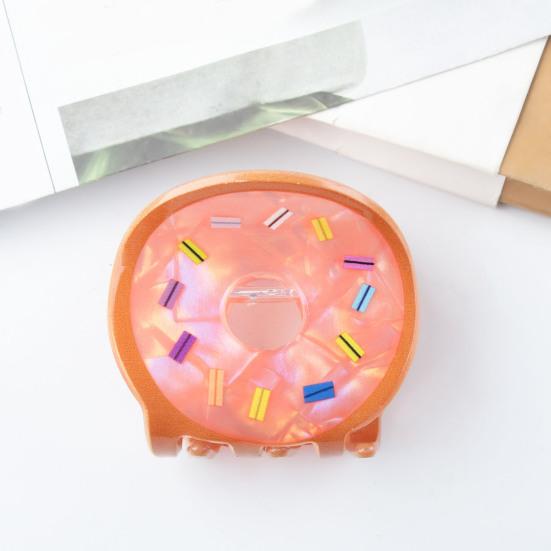 Hair Claw Cartoon Donut Shape Back Head Hair Clip Anti-slip Teeth Strong Grip Shark Hair Clip Versatile Hair Accessory