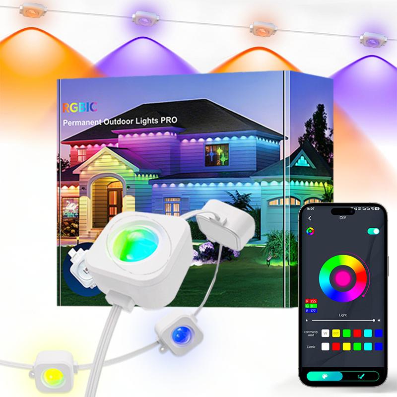 

300Ft Smart RGBIC Eave Lights Permanent Outdoor LED String Lights DIY Modes Music Sync Timer for Holiday Xmas Halloween Decor 5M-16.5ft-USB PLUG