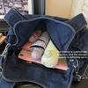 Bolsa tote de brim lavado de grande capacidade bolsa de ombro feminina