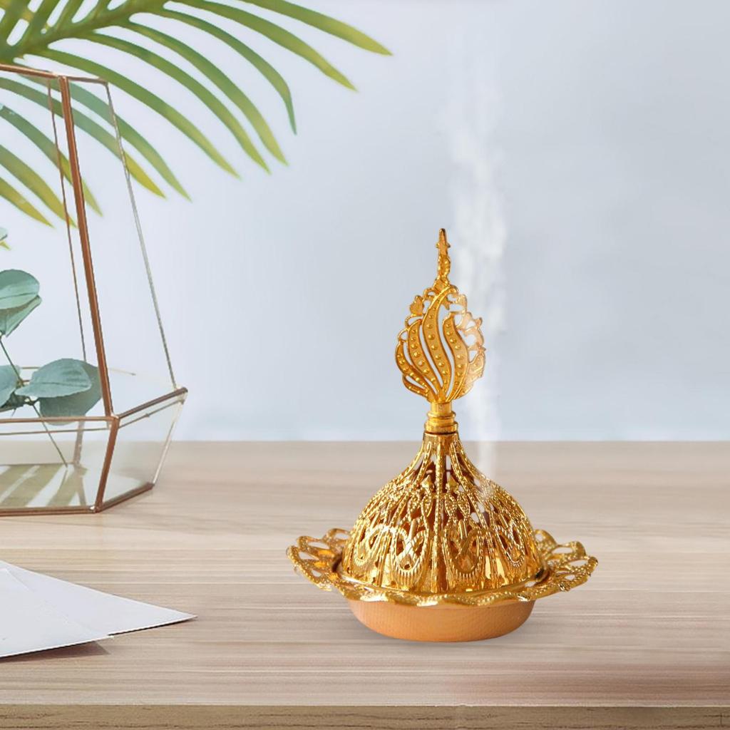Metal Burner Home Decor Fragrance Furnace Table Centerpiece Censer Holder for Office, Teahouse, Yoga