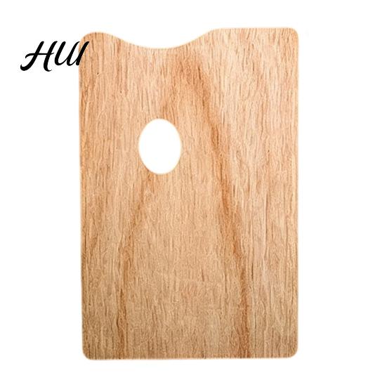 Art Studio Equipment Wooden Paint Palette, Square Oval Shaped Artist Painting Tray with Premium Mixing Palette Thumb Hole for Acrylic Watercolor