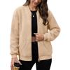 Women's Fashionable Solid Color Long Sleeved Zipper Jacket, Baseball Stand Up Collar Pocket Casual Jacket