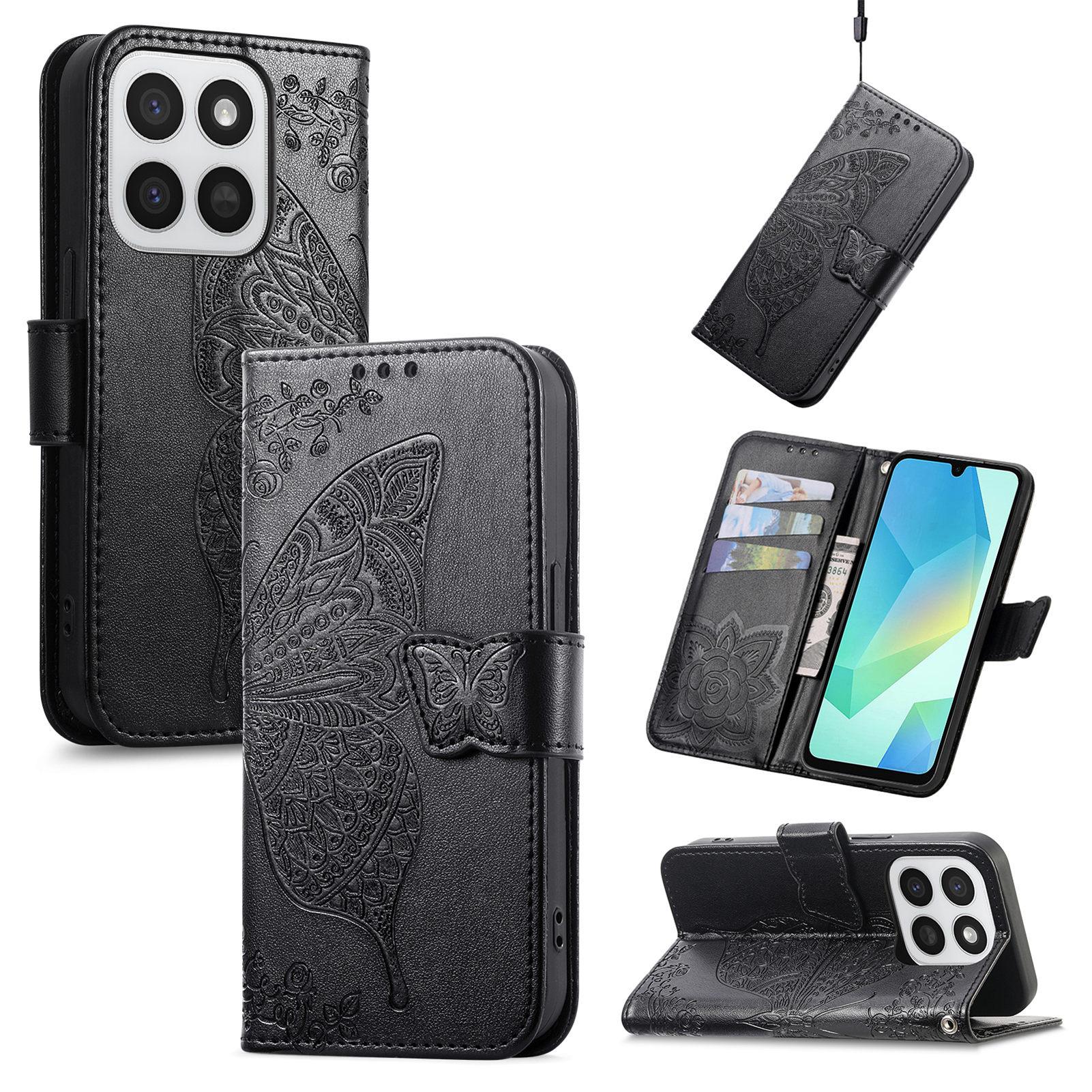 

Phone Case for Honor 400 Smart 5G/400 Smart 4G/X7d 4G/X7d 5G with Strap Butterfly Pattern PU Leather Wallet Phone Cover
