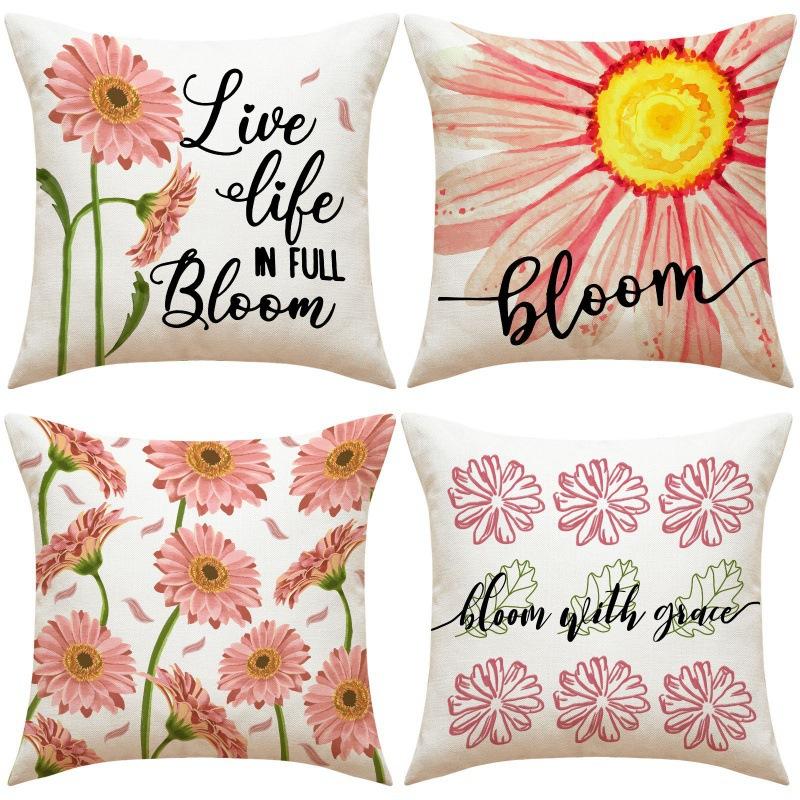 Little Daisy Letters Throw Pillow Covers With Digital Printing Of Short Plush Fabric Car-Shaped Sofa Cushion Home Decor