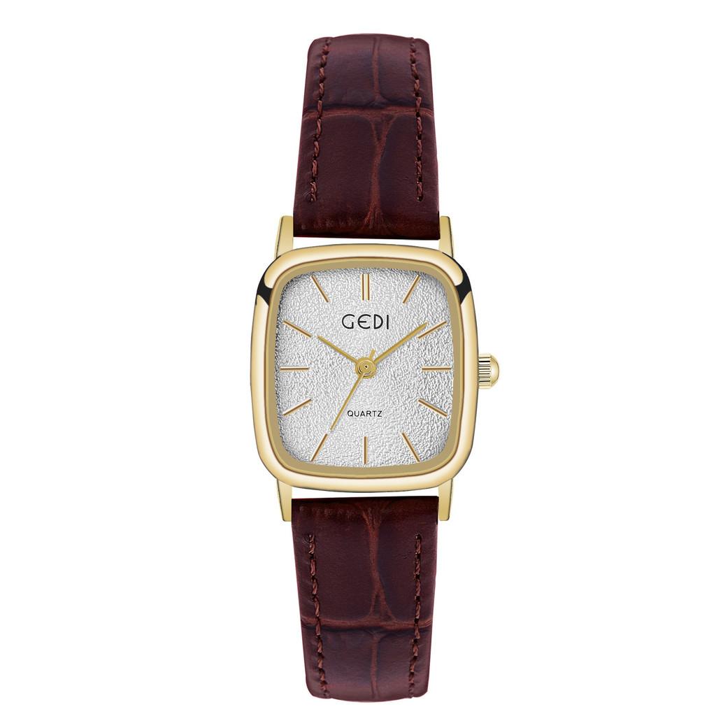 

Womens Quartz Watch With Leather Strap Waterproof Retro Elegant For Casual Wear Style A