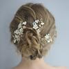 Handmade Ceramic Flower Rhinestone Bridal Hair Clip Women's Wedding Headpiece Bobby Pin Jewelry Alloy Material