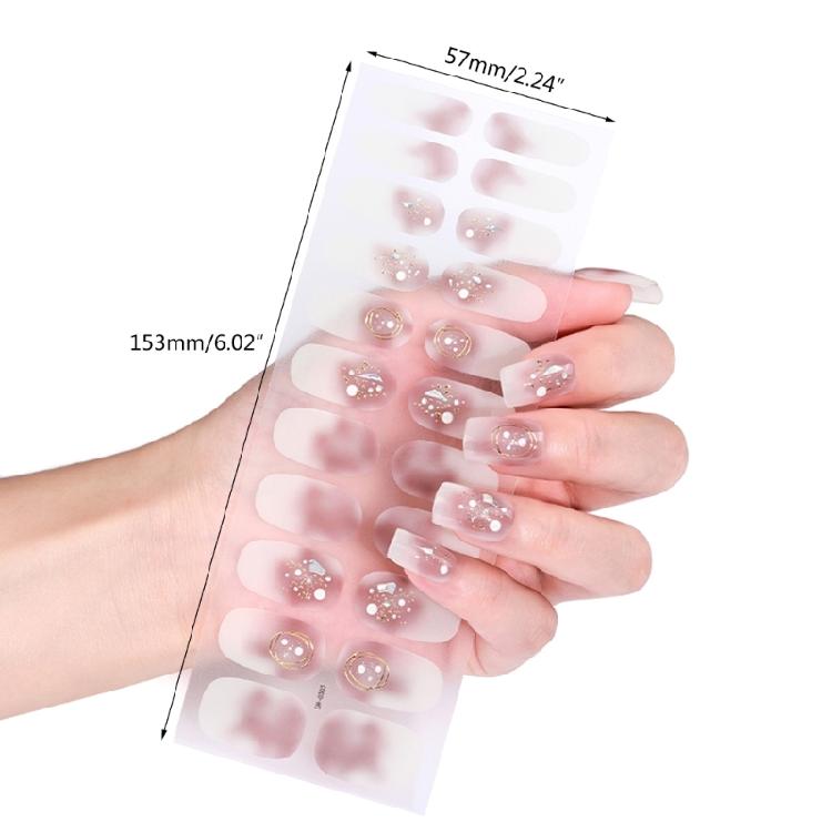 22Pcs Self-Adhesive Warm Color Nail Polish Sticker Full Nail Wraps for Nail Art