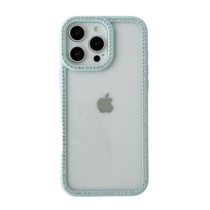 Applicable To IPhone15 Transparent Groove Anti-fall Mobile Phone Case Apple 16 ProMax Candy Rhinestone Magnetic Protective Case