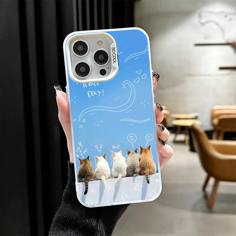 Cat Cute Kitten Cartoon Soft Phone Case for iPhone 15 16 17 Pro Max 17Air 16E 14 Plus 13 12 Mini Shockproof Cover Back Shell
