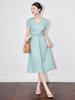 Light Luxury French Slimming Irregular Ruched Waist Tie Dress - Women's Summer Fashion