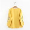 Camicetta a maniche lunghe ricamata Cappotto base di grandi dimensioni T-shirt primaverile e autunnale Camicia da cappotto bianca da donna retrò