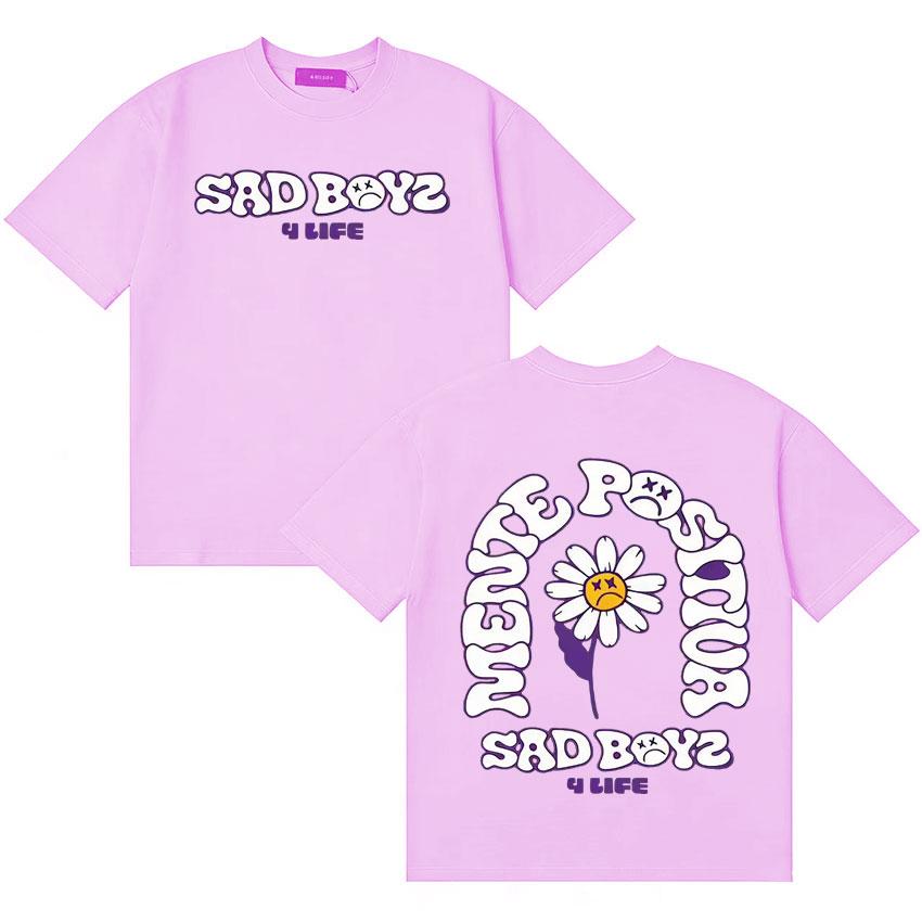 Singer Junior H Sad Boyz 4 Live Graphics Cotton T Shirt Unisex Women Short Sleeve Casual Hipster Double Sided Print Gothic Cozy Tee