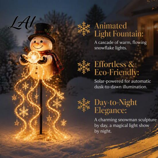 Wintergarten Wegbeleuchtung Solar Schneemannlicht mit fließenden Schneeflocken LED Weihnachten Wasserfall Thema Hofkunst Beleuchtung Stern Wetterfest