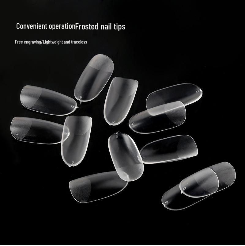 550pcs Seamless Frosted Nail Tips: Water Drop, Trapezoid, Oval Almond Shapes with Foldable White Box