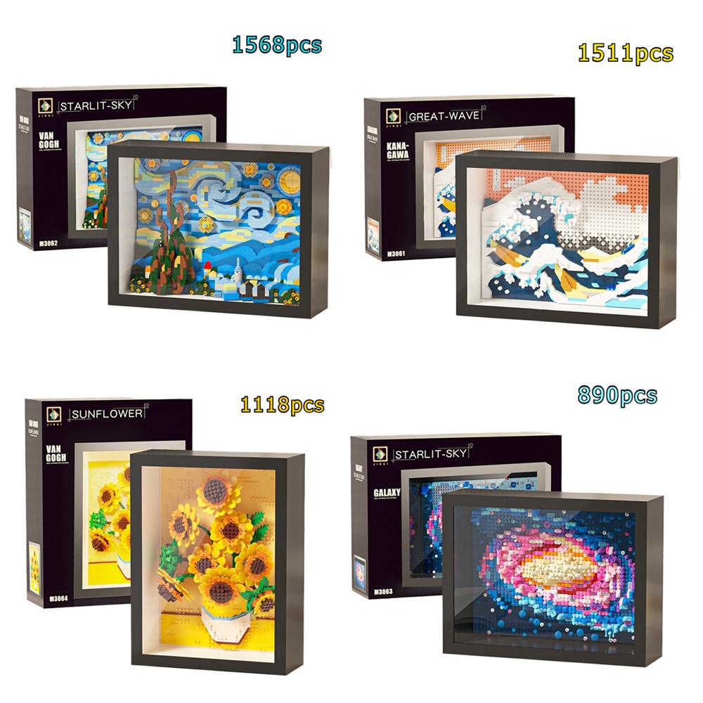 Creative 3D Micro Van Gogh Painting Frame Building Blocks Set Craft Kit Ornament Christmas Gift Adults Kids Exquisite Box