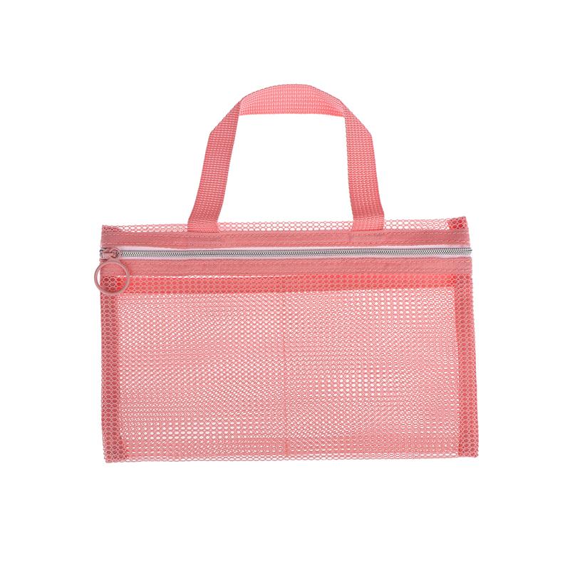 Pink Mesh Multi-Pocket Mini Makeup Bag Swimming Bag Portable Travel Storage Bag Portable Bath Bag Beach Bag One Pack