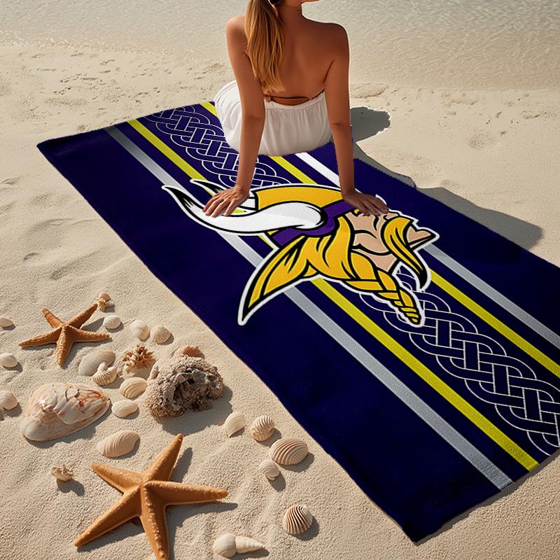 Asciugamano da Spiaggia in Microfibra Vikings Team Spirit, Leggero e Asciugatura Rapida, per Viaggi Estivi, Essenziale per la Spiaggia, Piscina