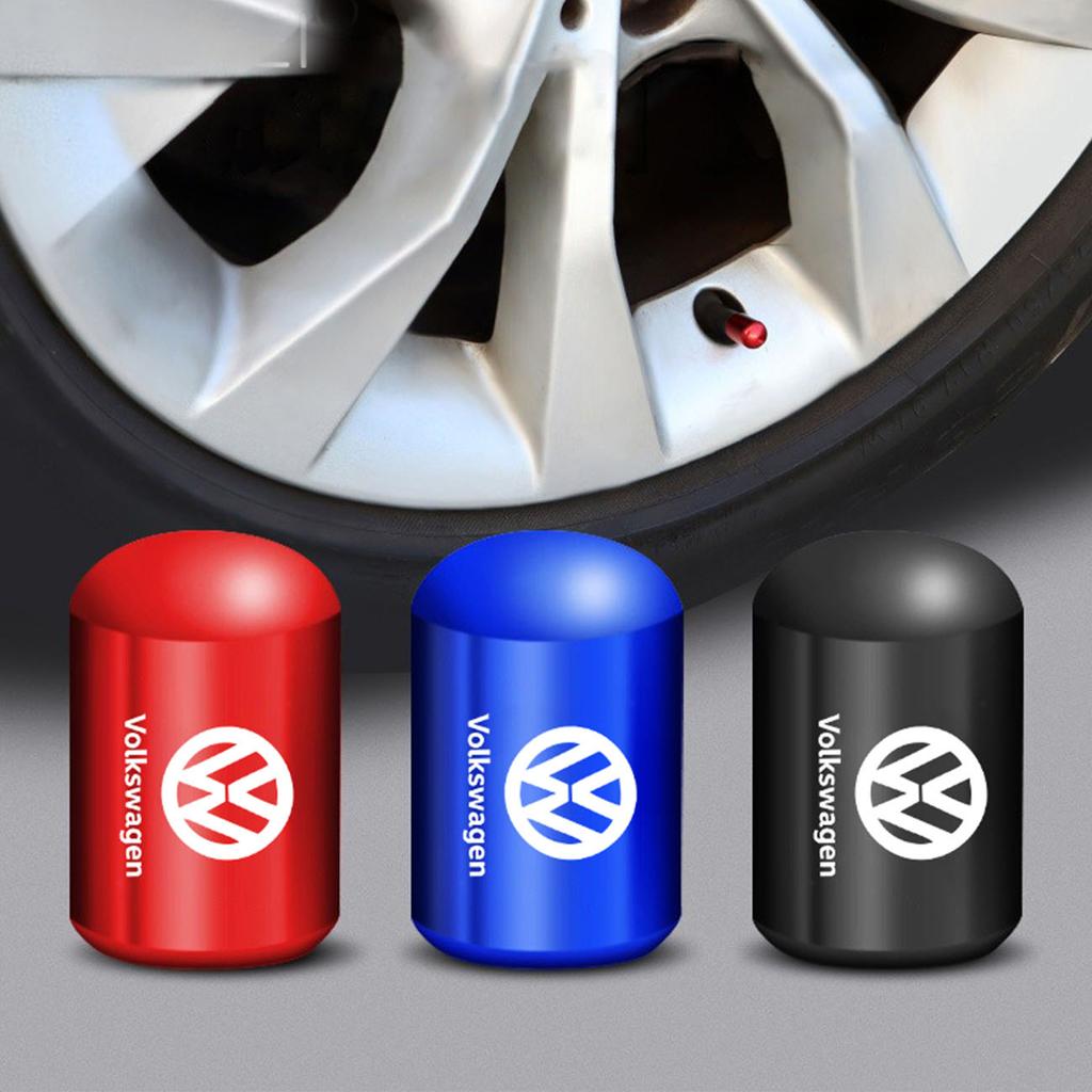 awq64Pcs Car Styling Wheel Tires Bolt-in Valve Caps Badge Accessory For Volkswagen VW Polo Golf Passat Tiguan Beetle Caddy T5 Up Eos
