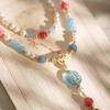 Retro Ethnic Style Necklace Chinese Style Beaded Flower Choker Natural Stone Prayer Necklaces Women Cheongsam Necklace Jewelry