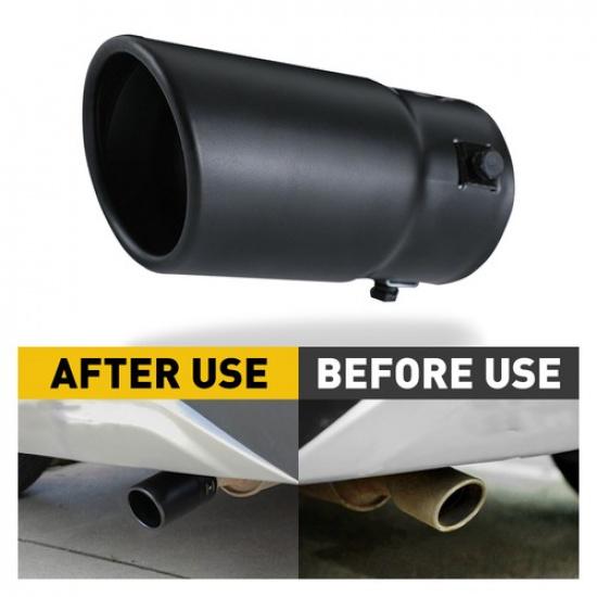 Black f/Car Stainless Steel Rear Exhaust Pipe Muffler Tail Tip Round Accessories
