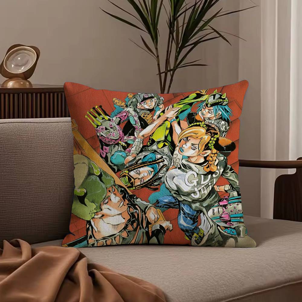 Anime j-jojo family Pillow Case Anti-dustmite Pillowcase Invisible zipper silky short plush Sofa cushion cover