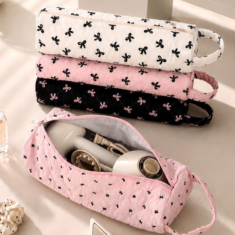 Large Capacity Quilting Cotton Hair Dryer Storage Bag Soft Durable with Handle for Travel Home Hair Dryer Pro Organizer