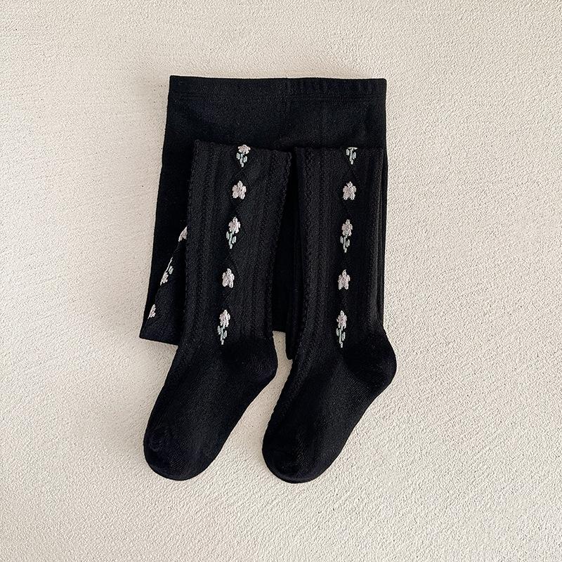 Girls Printed Tulips Pantyhose Fashion Kids Cotton Tights Baby Girl Uniform Leggings Children Knitting Cute Sweet Pants Clothing