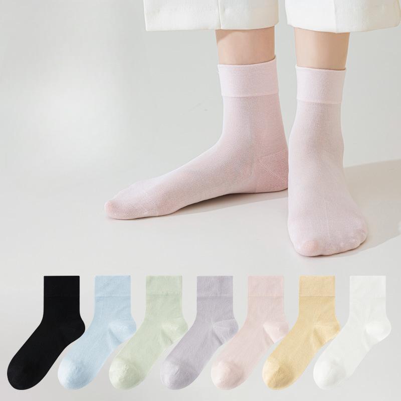 Women's Summer Ultra Thin 7A Antibacterial Deodorant Loose Mouth Breathable Boneless Tube Socks