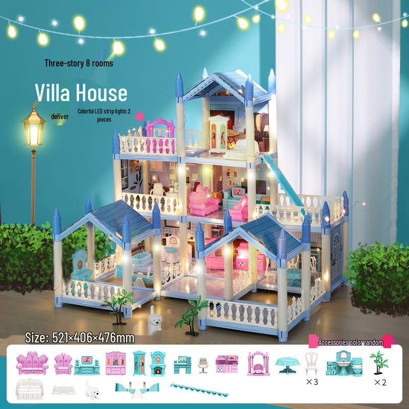 DIY Prinzessinnen-Puppenhaus Rollenspiel Schloss Villa Spielzeug für Mädchen