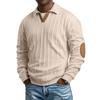 Men's Color-Block Long Sleeve Sweater, Loose Fit Casual Retro V-Neck with Collar, Thick Warm Top